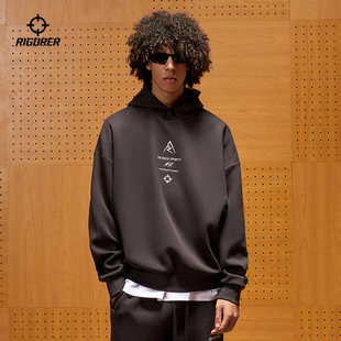 里夫斯同款准者连帽卫衣男春新款美式复古宽松运动针织套头衫