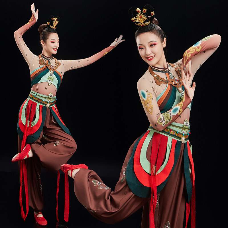 敦煌伎乐飞天演出服民族风艺考古典舞套装异域风情西域舞蹈服装女图片