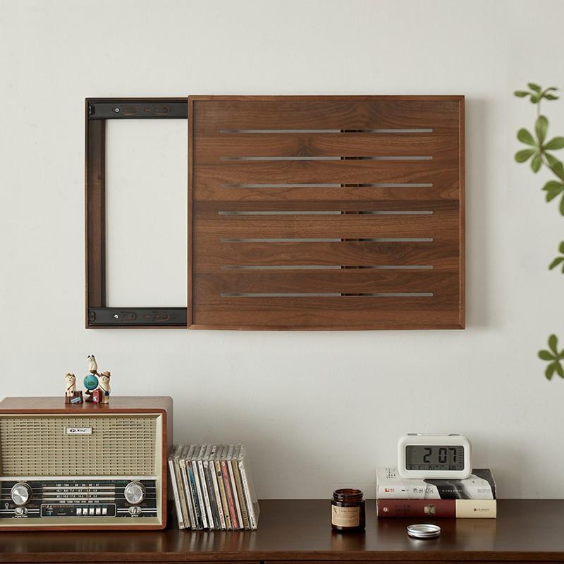 黑胡桃实木弱电箱盒遮挡装饰画盖板中式配电表箱电闸开关网线挂画