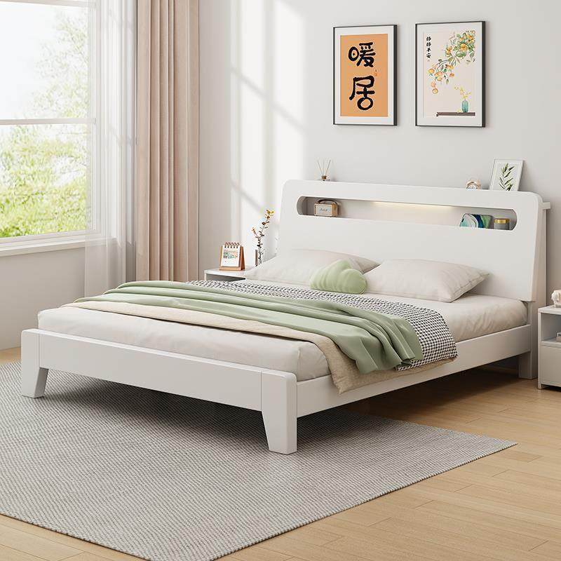 伊琦美实木床双人床主卧家用出租房1米5的床架2024年新款储物1米2