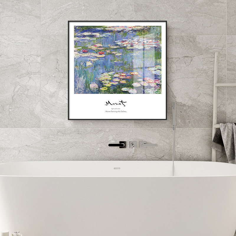 莫奈卫生间防水挂画免打孔厕所墙酒店卧室客厅壁画书房浴室装饰画