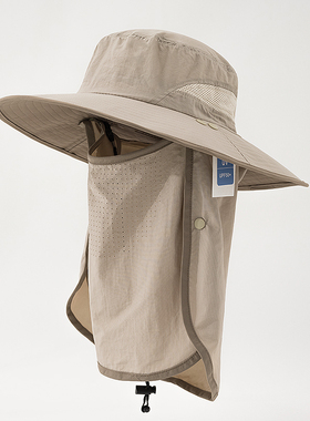 全面防晒防紫外线遮阳帽男户外钓鱼夏季遮脸脖太阳帽女骑车渔夫帽