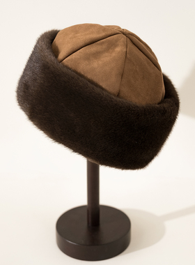 2025新款仿貂毛包头帽女冬季保暖加绒防风韩版百搭潮抓绒帽顶内里