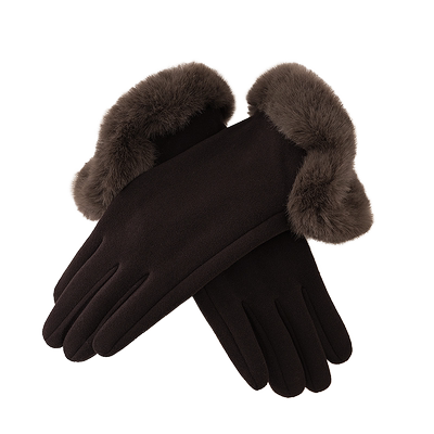 加大女士手套德绒毛分指女生大手