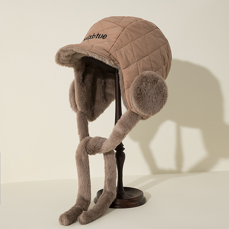 鸭舌帽女秋冬保暖加绒加厚护耳帽