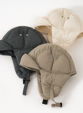 轻便超厚羽绒棉雷锋帽男保暖护耳帽女秋冬季骑车防风寒头盔内胆帽