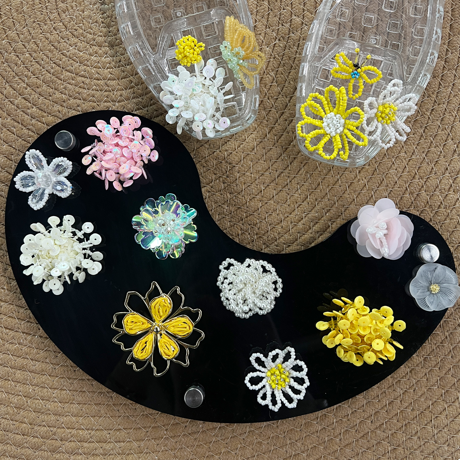 韩国新款鞋花果冻鞋配饰洞洞鞋水晶鞋装饰亮片珍珠花朵方头凉鞋扣