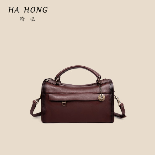 哈弘复古头层牛皮机车手提斜挎包