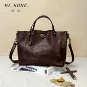 哈弘植鞣皮手提斜挎包包四季 通用韩系慵懒风2025独特超好看百搭