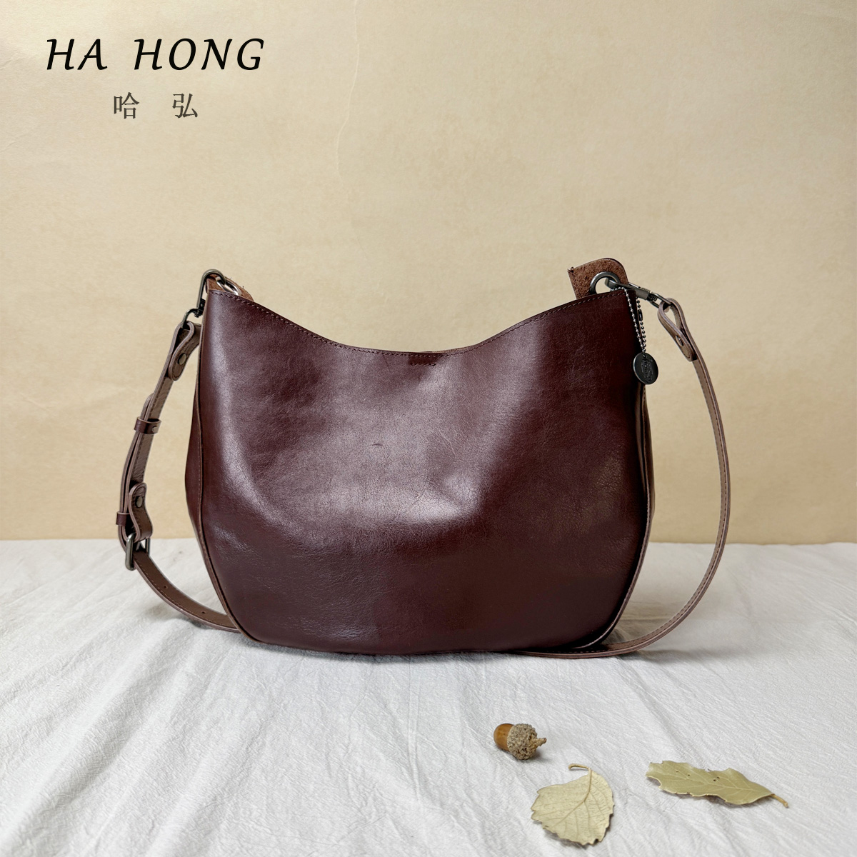 哈弘简约日常手提单肩斜挎包头层牛皮真皮高级百搭通勤轻奢复古包