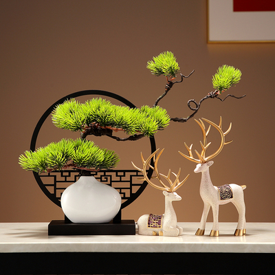 新中式禅意玄关屏风摆件过年入宅大吉红果玄关客厅装饰品搬家礼物