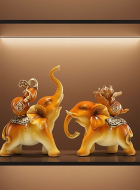 新中式招财大象摆件客厅玄关柜