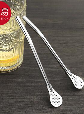 吸管勺A1pq801-奶茶搅拌过滤一体两用咖啡果汁茶饮非一次性勺子饮