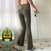 健身裤 春季 女款 速干鲨鱼瑜伽裤 蜜桃臀紧身训练运动裤 绝美口袋工装