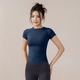 那奇健身紧身显瘦瑜伽服短袖 圆领透气跑步运动t恤弹力普拉提上衣