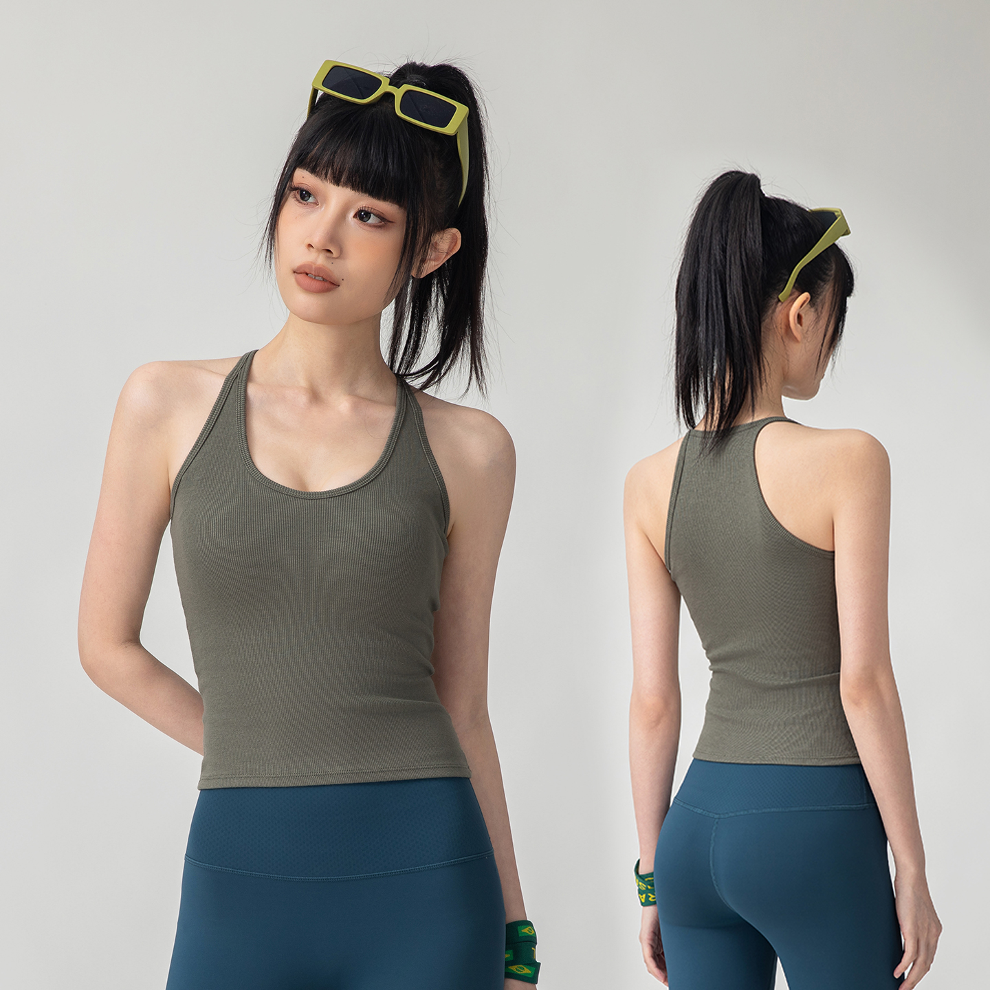 挂脖吊带背心女带胸垫2025新款薄款V领辣妹无袖美背免穿文胸上衣