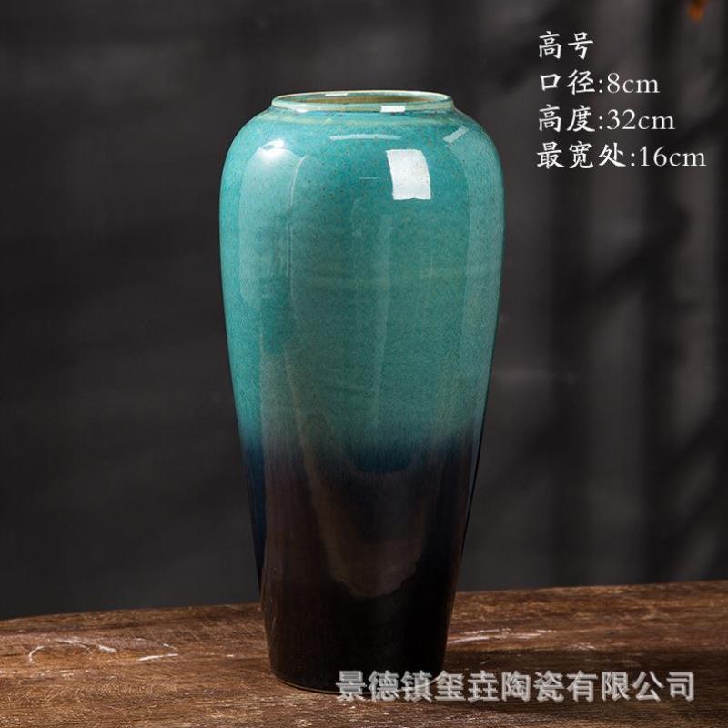 复古手工陶瓷花瓶插花干花陶罐子水培摆件侘寂风玄关民宿酒店装饰