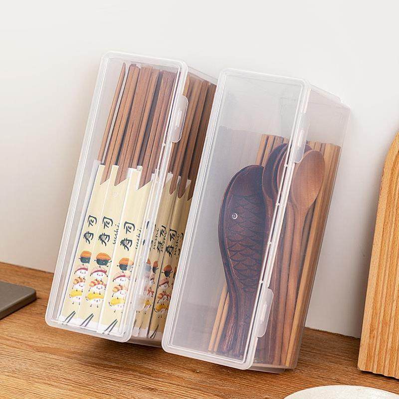 厨房筷子收纳盒家用带盖勺子调羹西餐餐具刀叉汤勺透明防尘筷子盒,餐饮具,筷子盒,淘宝优惠券,粉丝福利购,淘宝优惠卷