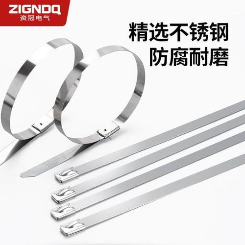 自锁式不锈钢扎带304拉紧器4.6mm捆绑带卡扣钢丝抱箍金属条