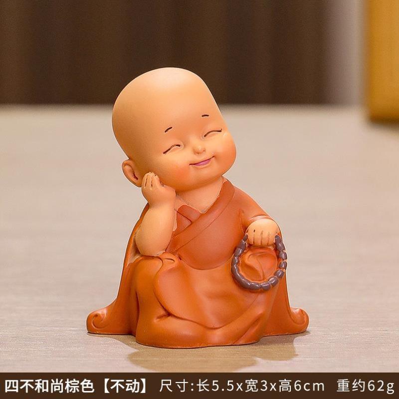 创意古风小和尚摆件佛系禅意家居客厅茶桌人物玩偶盆景造景装饰品