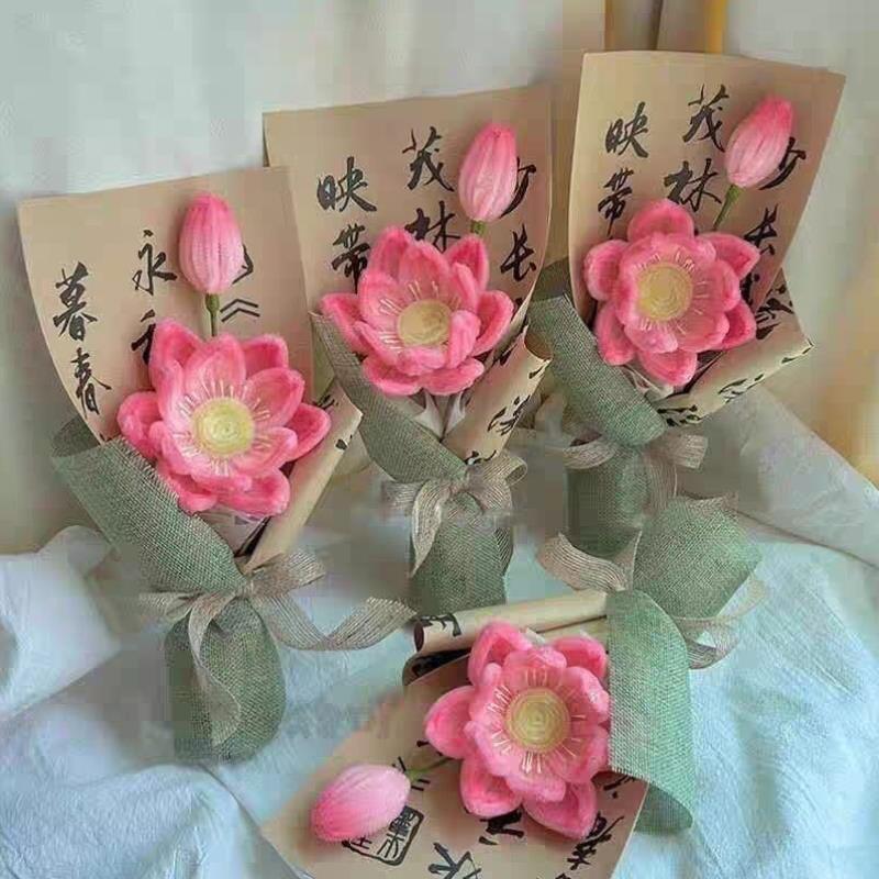 成品扭扭荷花diy花束手工成品荷叶莲花女闺蜜生日礼物教师节