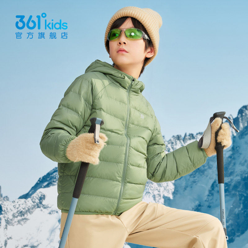 361度童装男童轻薄羽绒服2026冬季新款保暖时尚户外运动加厚外套