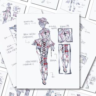 OC兔服手绘绘画参考贴纸OC设定灵感素材创作贴画美术生笔记本装饰