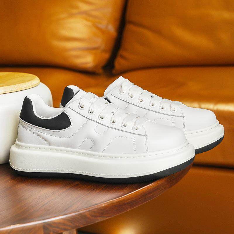 德赛厚底小白鞋新款舒适透气百搭轻便休闲鞋潮流增高低帮运动板鞋