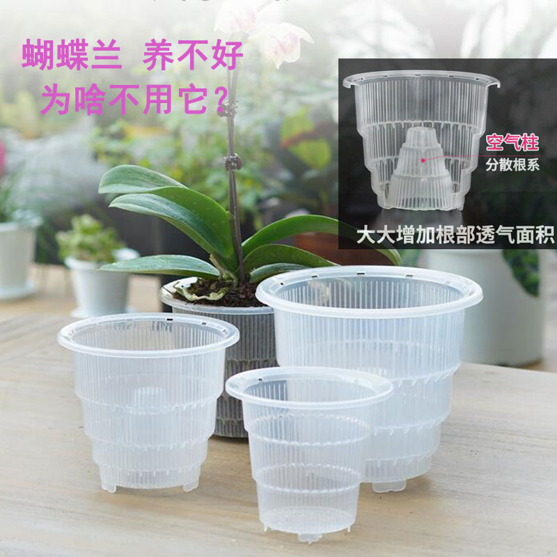 美莳透明蝴蝶兰控根盆栽花盆透气大号塑料石斛洋兰花卉绿植盆栽