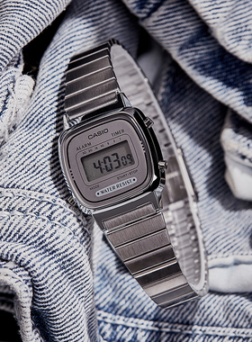 卡西欧CASIO手表小金表小方块银表复古电子表女表LA670海外直邮