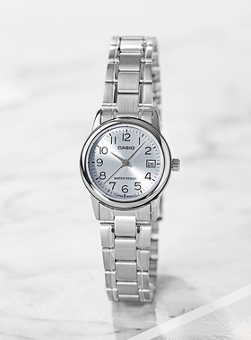 卡西欧手表女小巧简约钢带指针女表石英女式手表LTP-V002海外直邮