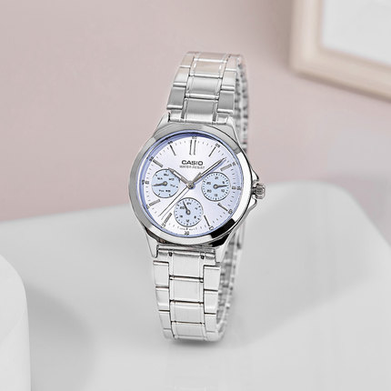 卡西欧手表女简约石英防水学生钢带皮带女表LTP-V300海外直邮