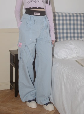 Heartbeckon蝴蝶结系带工装裤夏季阔腿裤