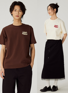 HEARTBECKON赫贝蔻【品牌LOGO】立体刺绣微宽松纯棉男女款短袖T恤