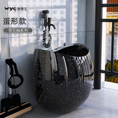 唯雅士新中式 陶瓷拖把池蛋形阳台庭院洗拖布池化妆室泡脚桶墩布盆