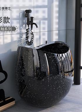 唯雅士新中式陶瓷拖把池蛋形阳台庭院洗拖布池卫生间泡脚桶墩布盆