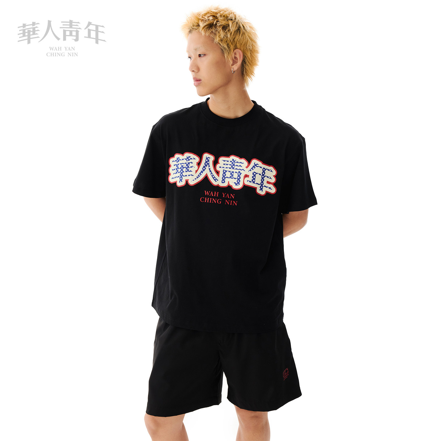华人青年2026春夏经典波点大字纯棉印花短袖情侣中性休闲百搭T恤