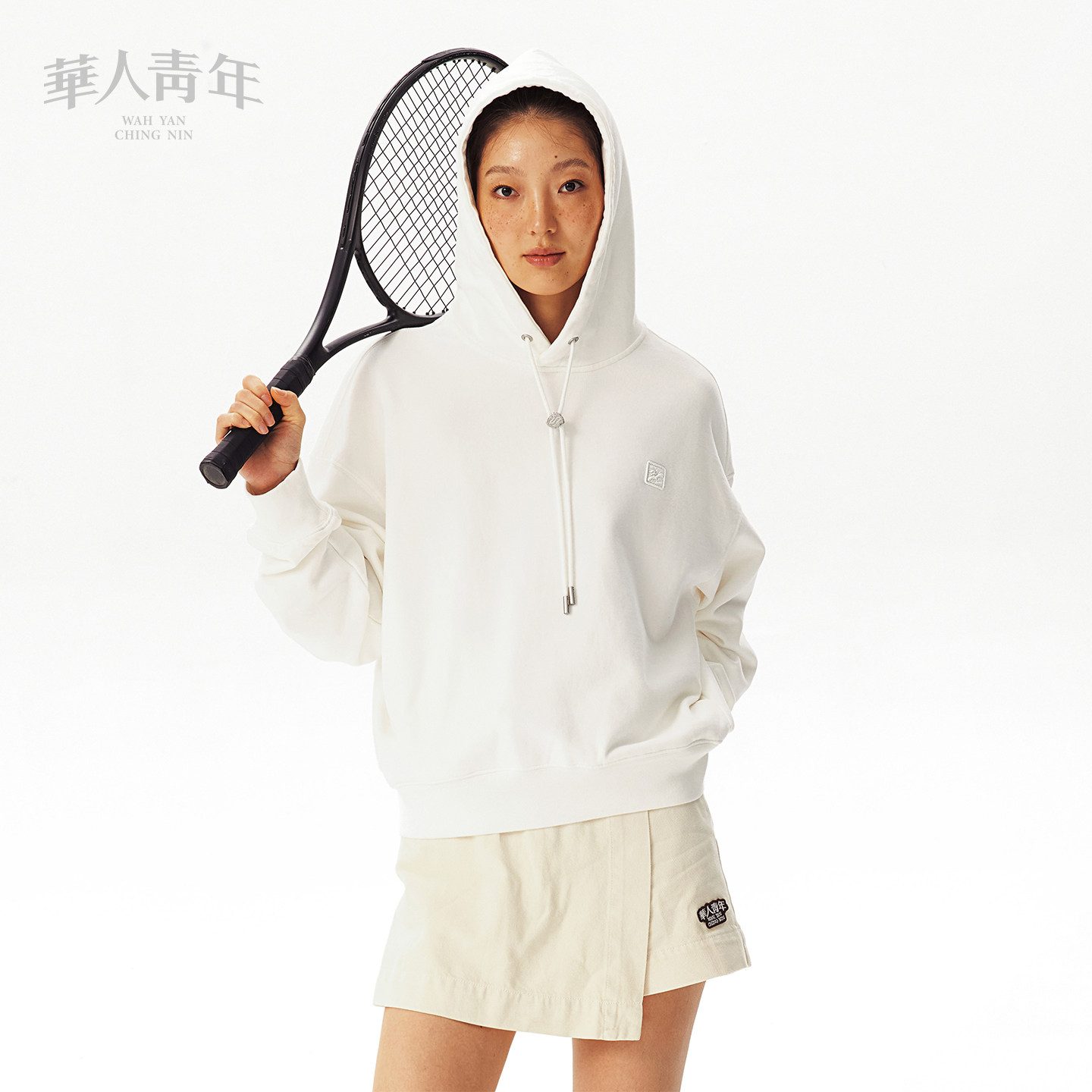 华人青年立体小龙标中空宝石绣连帽卫衣2025新款男士外套情侣帽衫