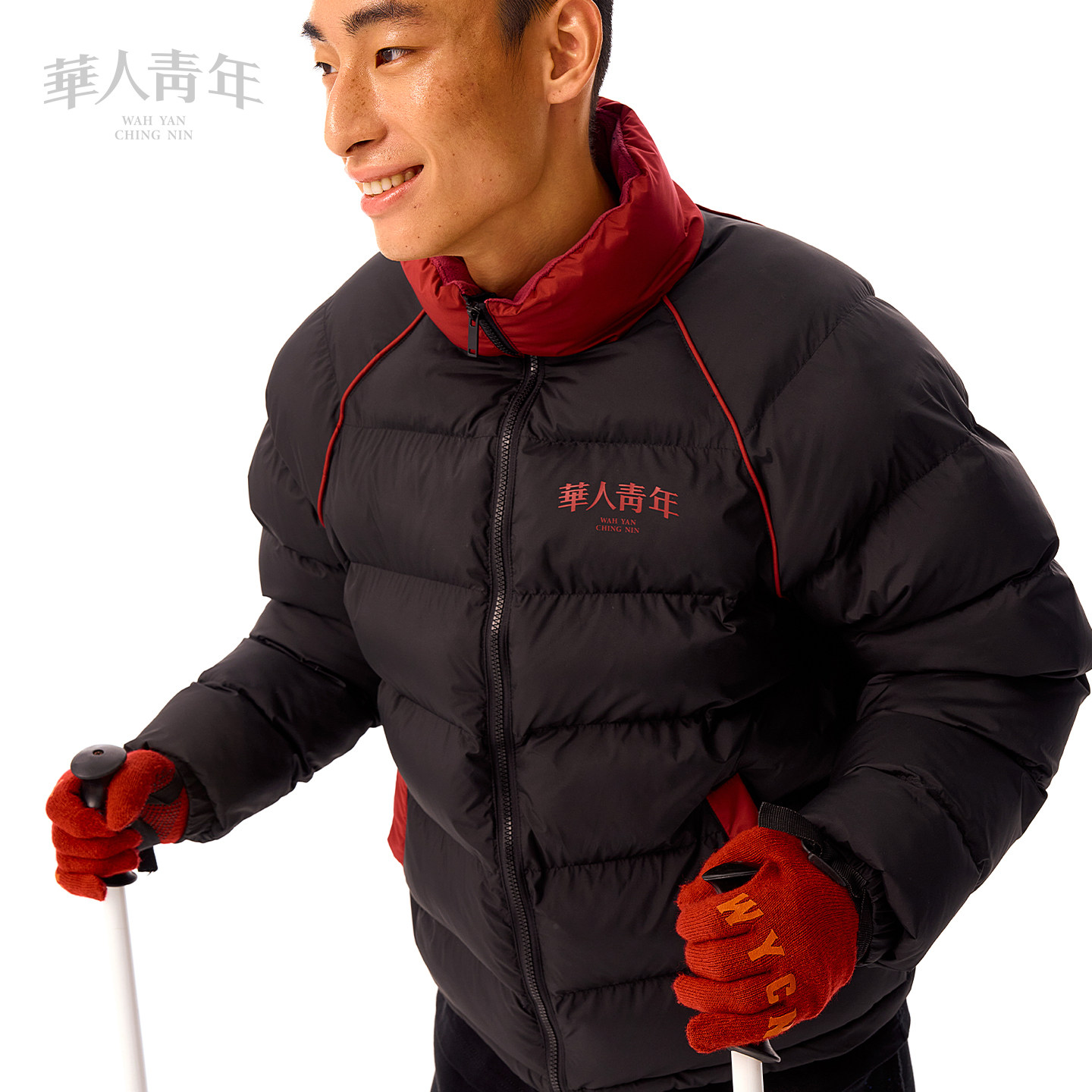 华人青年男女同款立领拼色棉服基础款秋冬保暖简约拉链外套国潮