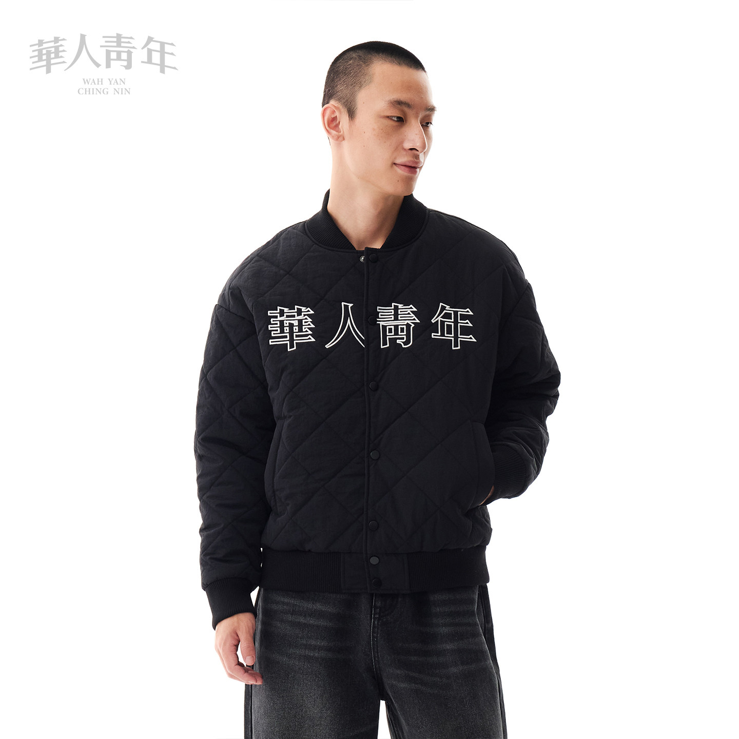 华人青年经典贴布绣飞行夹克棉服冬季新款男女复古运动宽松外套