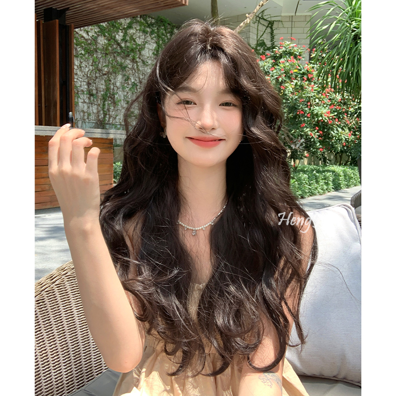 哼唧假发女新款韩系慵懒羊毛卷发仿真发几字刘海长卷发假发套