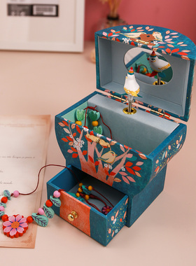 Djeco儿童首饰盒收纳女孩音乐盒八音盒旋转跳舞女生木质生日礼物