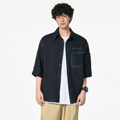 全村的希望原创工作室SHIJOIN时有1807 OnLine美式宽松短袖衬衫男