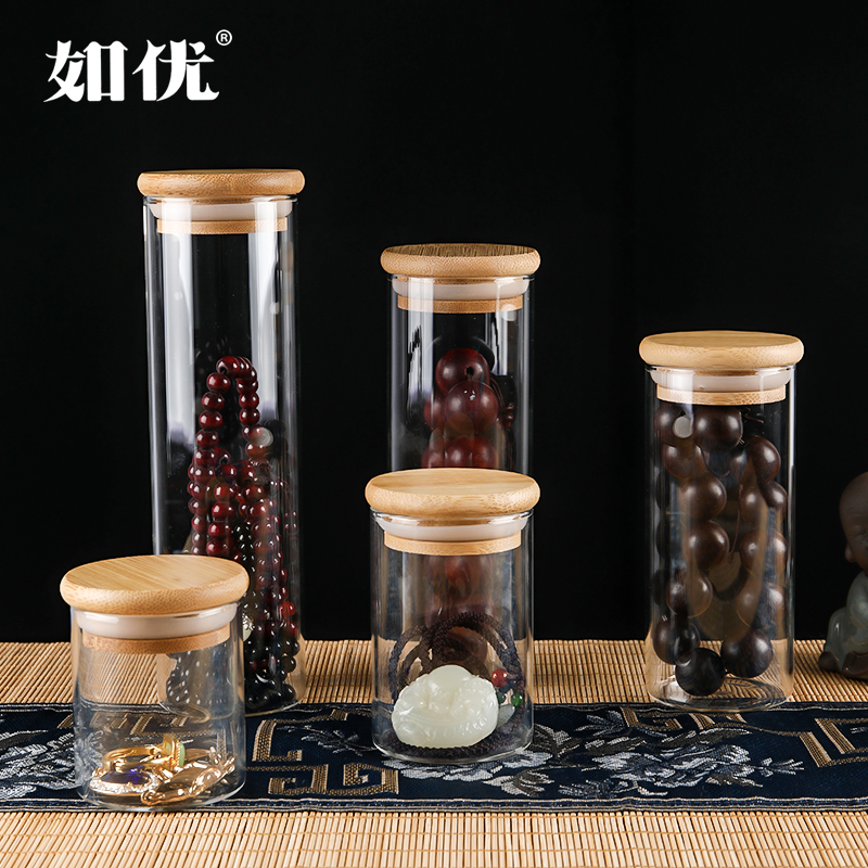 透明文玩核桃收纳盒密封罐沉香养罐子葫芦手串佛珠核桃玻璃瓶盒子