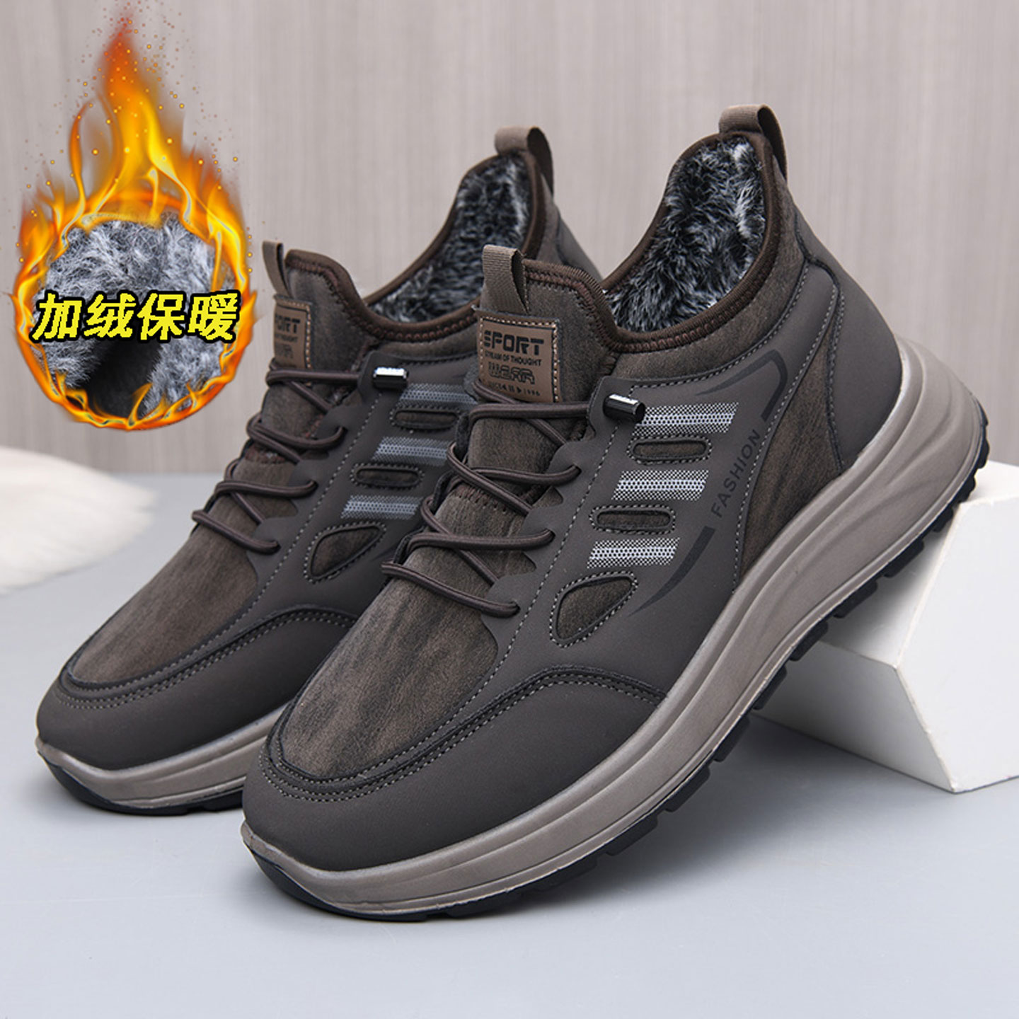 2025冬季新款老北京布鞋男士棉鞋加绒加厚中老年爸爸鞋保暖休闲鞋