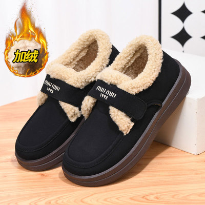 老北京布鞋女冬季加绒妈妈豆豆鞋