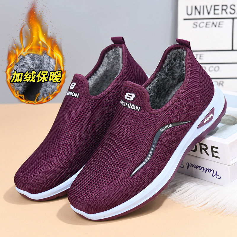 老北京布鞋棉鞋女冬季加绒加厚一脚蹬中老年妈妈鞋防滑软底奶奶鞋