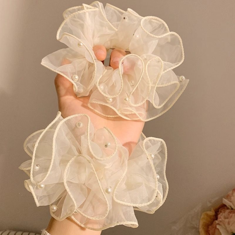 白色法式网纱珍珠大肠发圈儿童高级感头绳2026新款发饰绑头发头饰,童装/婴儿装/亲子装,发饰,淘宝优惠券,粉丝福利购,淘宝优惠卷