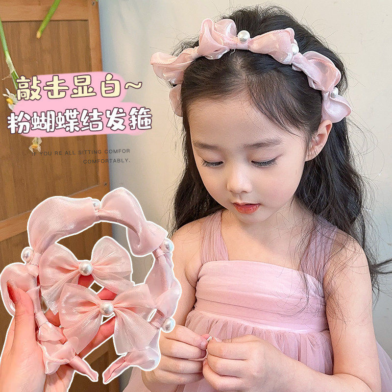 儿童粉色皇冠小女孩生日蝴蝶结发饰宝宝发箍2026女童公主发夹