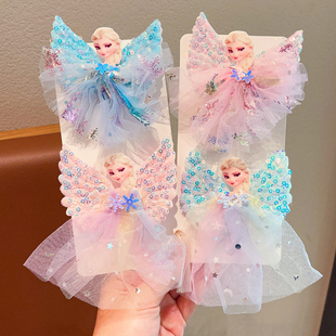 儿童冰雪奇缘艾莎公主发夹小女孩侧边碎发发卡女童亮片氛围感头饰